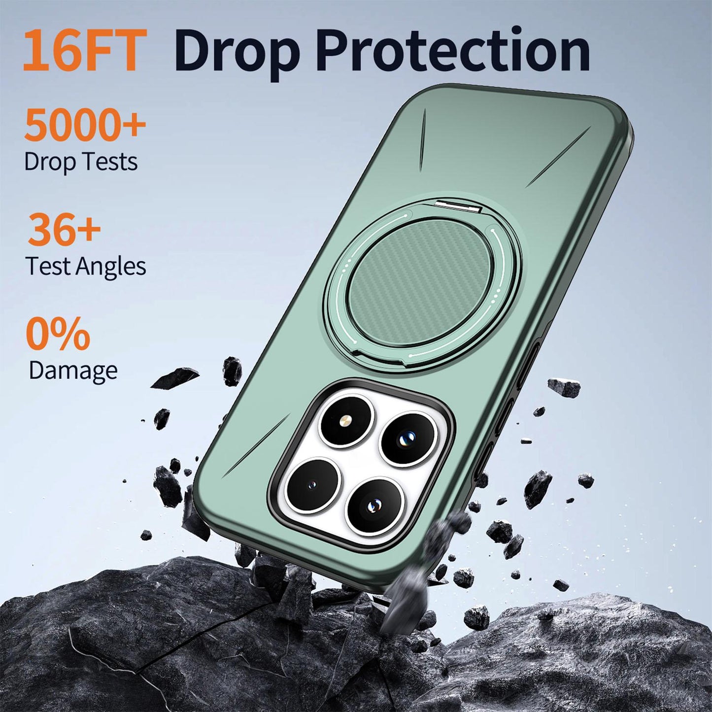 For Xiaomi 17 Kalebol Magnetic MagSafe Rotation Holder PC Phone Case(Grey Green)