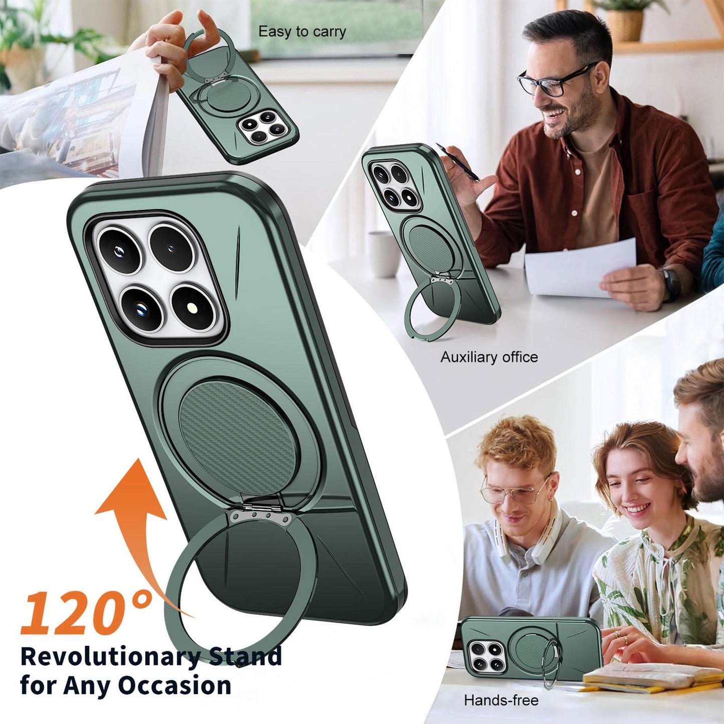 For Xiaomi 17 Kalebol Magnetic MagSafe Rotation Holder PC Phone Case(Grey Green)