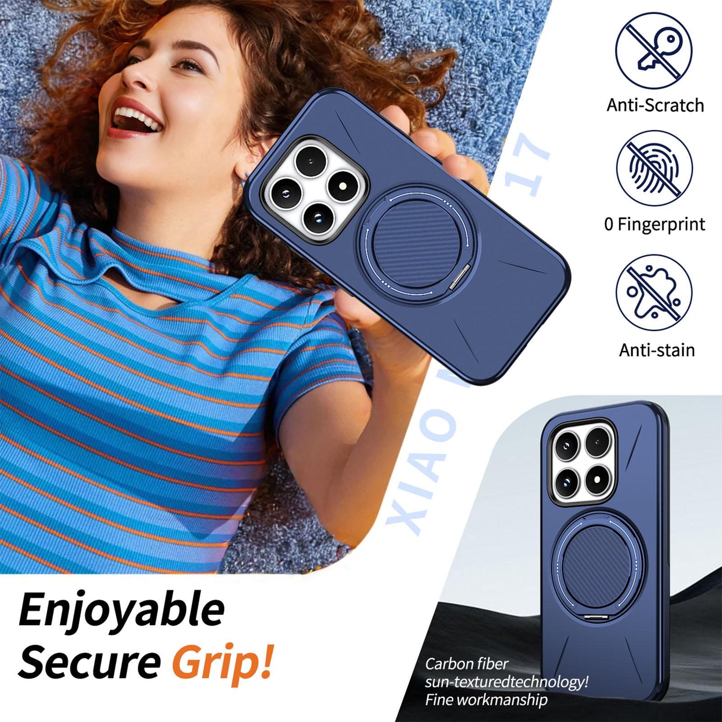 For Xiaomi 17 Kalebol Magnetic MagSafe Rotation Holder PC Phone Case(Blue)