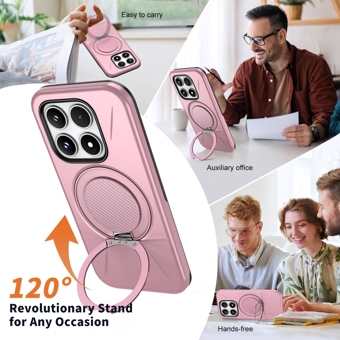 For Xiaomi 17 Kalebol Magnetic MagSafe Rotation Holder PC Phone Case(Pink)