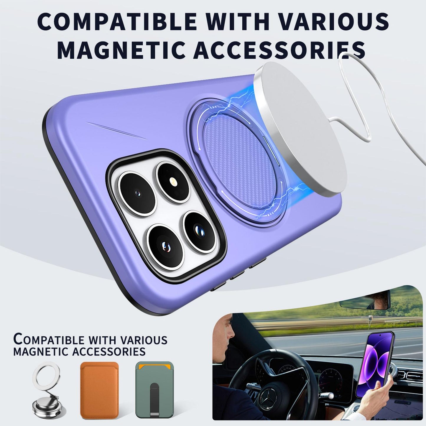 For Xiaomi 17 Kalebol Magnetic MagSafe Rotation Holder PC Phone Case(Lilac)