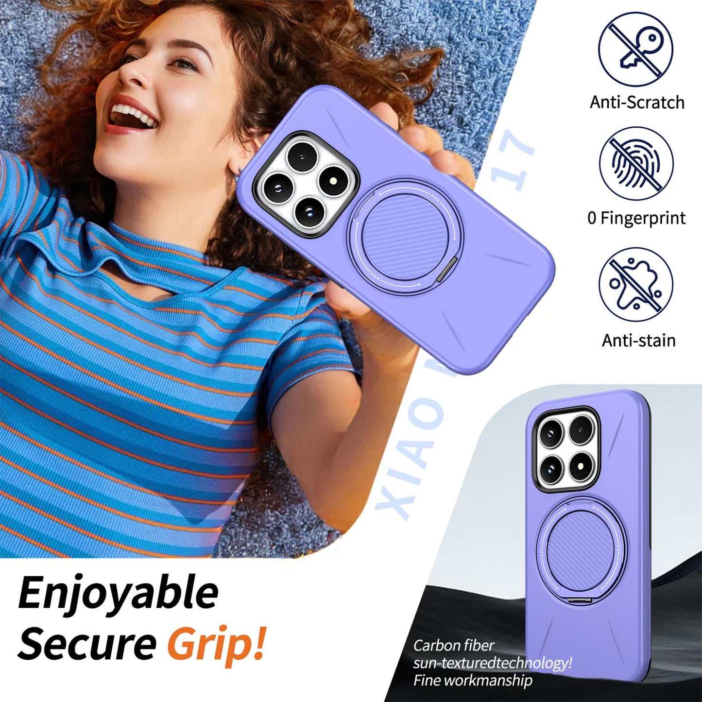 For Xiaomi 17 Kalebol Magnetic MagSafe Rotation Holder PC Phone Case(Lilac)