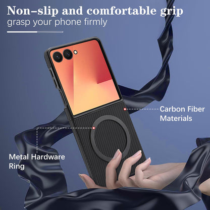 For Galaxy Z Flip8 5G Carbon Fiber MagSafe Phone Case - Black - SYA003137616A