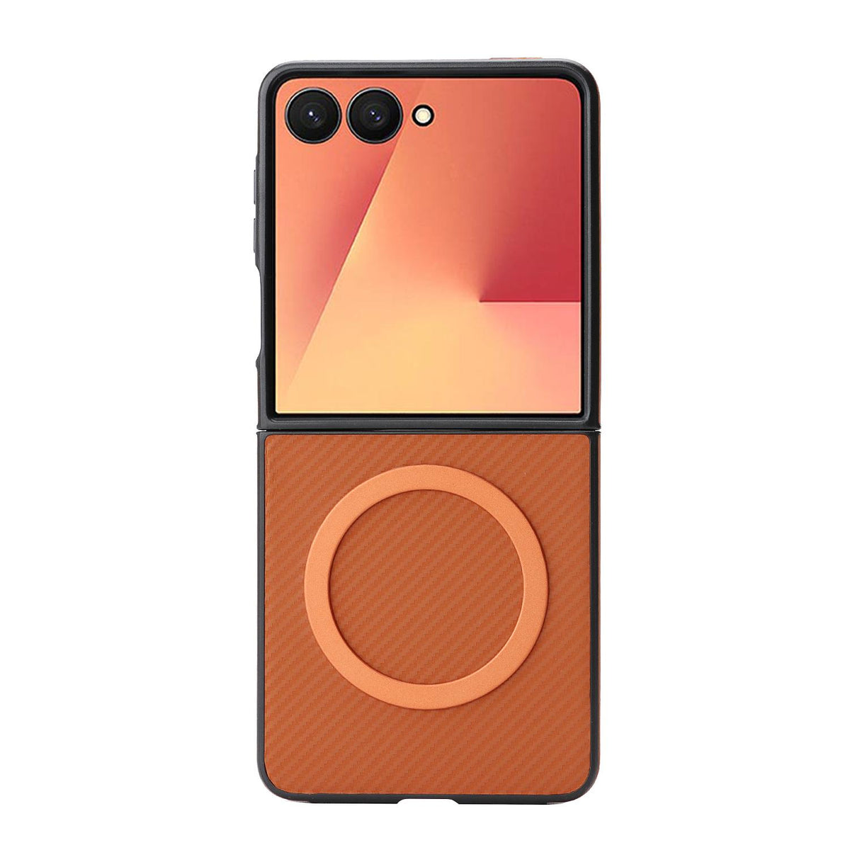 For Galaxy Z Flip8 5G Carbon Fiber MagSafe Phone Case - Brown - SYA003137616B