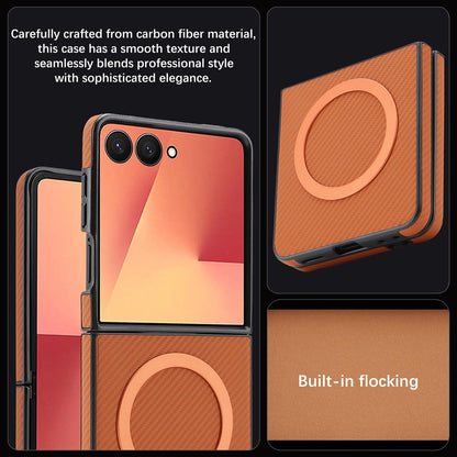 For Galaxy Z Flip8 5G Carbon Fiber MagSafe Phone Case - Brown - SYA003137616B