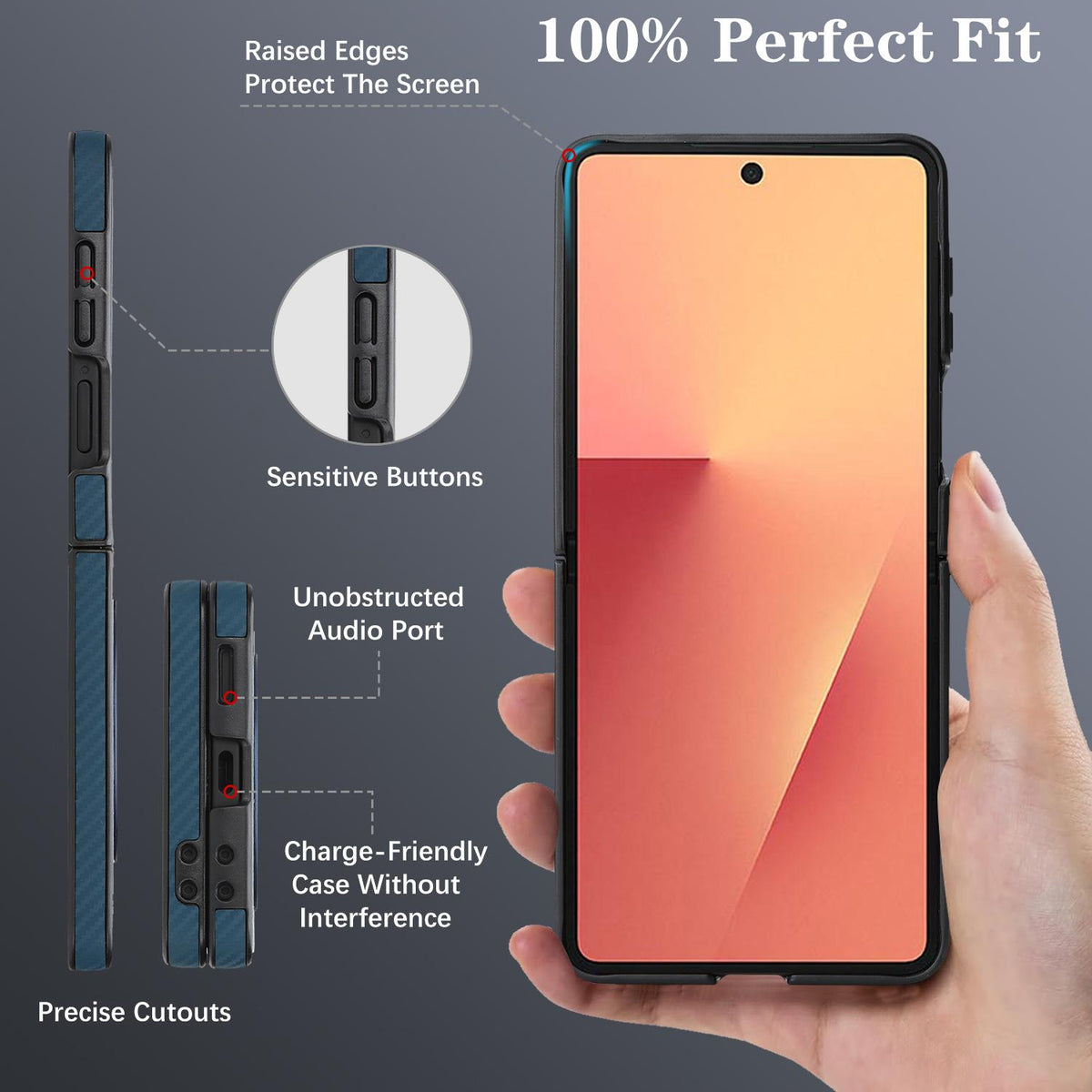 For Galaxy Z Flip8 5G Carbon Fiber MagSafe Phone Case - Blue - SYA003137616C