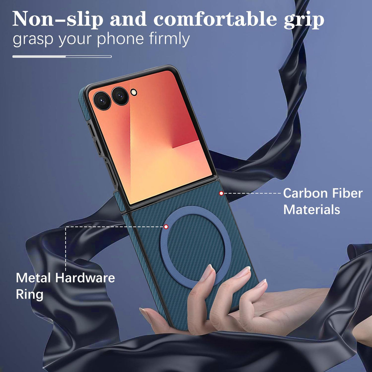 For Galaxy Z Flip8 5G Carbon Fiber MagSafe Phone Case - Blue - SYA003137616C