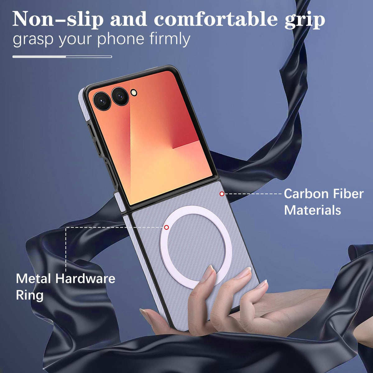 For Galaxy Z Flip8 5G Carbon Fiber MagSafe Phone Case - Purple - SYA003137616D