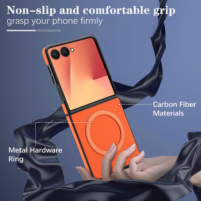 For Galaxy Z Flip8 5G Carbon Fiber MagSafe Phone Case - Orange - SYA003137616E