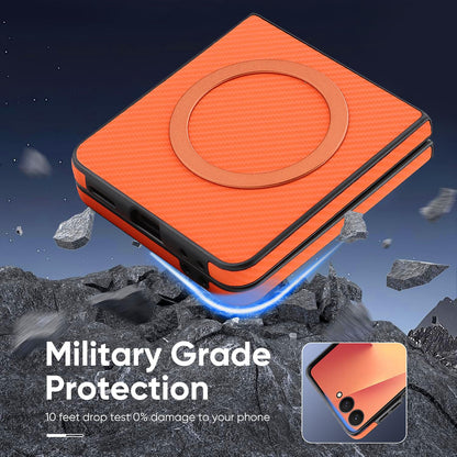 For Galaxy Z Flip8 5G Carbon Fiber MagSafe Phone Case - Orange - SYA003137616E