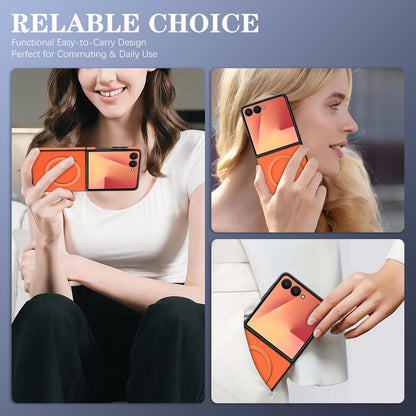 For Galaxy Z Flip8 5G Carbon Fiber MagSafe Phone Case - Orange - SYA003137616E
