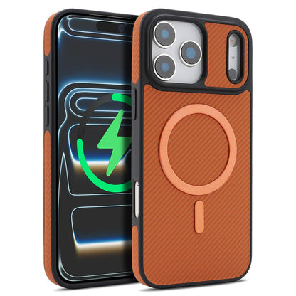 For iPhone 18 Pro Max Carbon Fiber MagSafe Phone Case - Brown - SYA003137709B