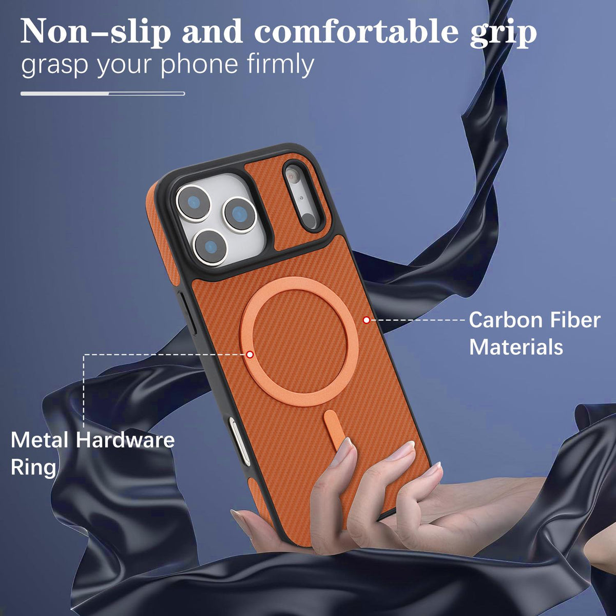 For iPhone 18 Pro Max Carbon Fiber MagSafe Phone Case - Brown - SYA003137709B
