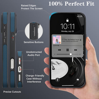 For iPhone 18 Pro Max Carbon Fiber MagSafe Phone Case - Blue - SYA003137709C