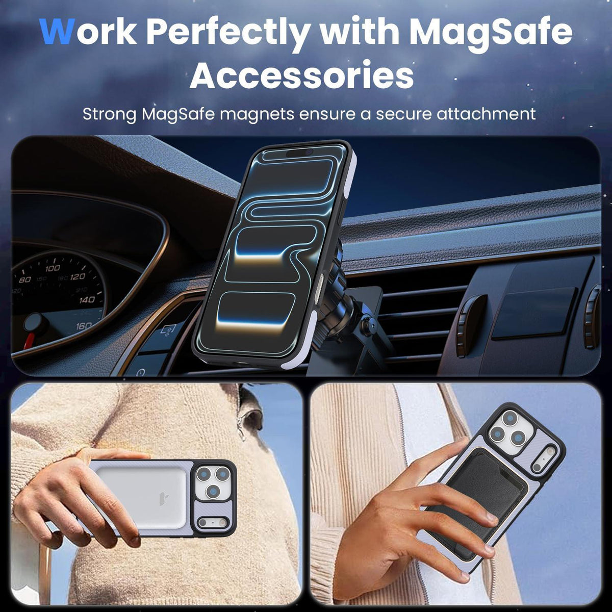 For iPhone 18 Pro Max Carbon Fiber MagSafe Phone Case - Purple - SYA003137709D