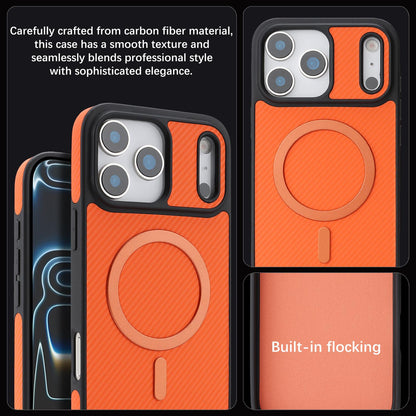 For iPhone 18 Pro Max Carbon Fiber MagSafe Phone Case - Orange - SYA003137709E