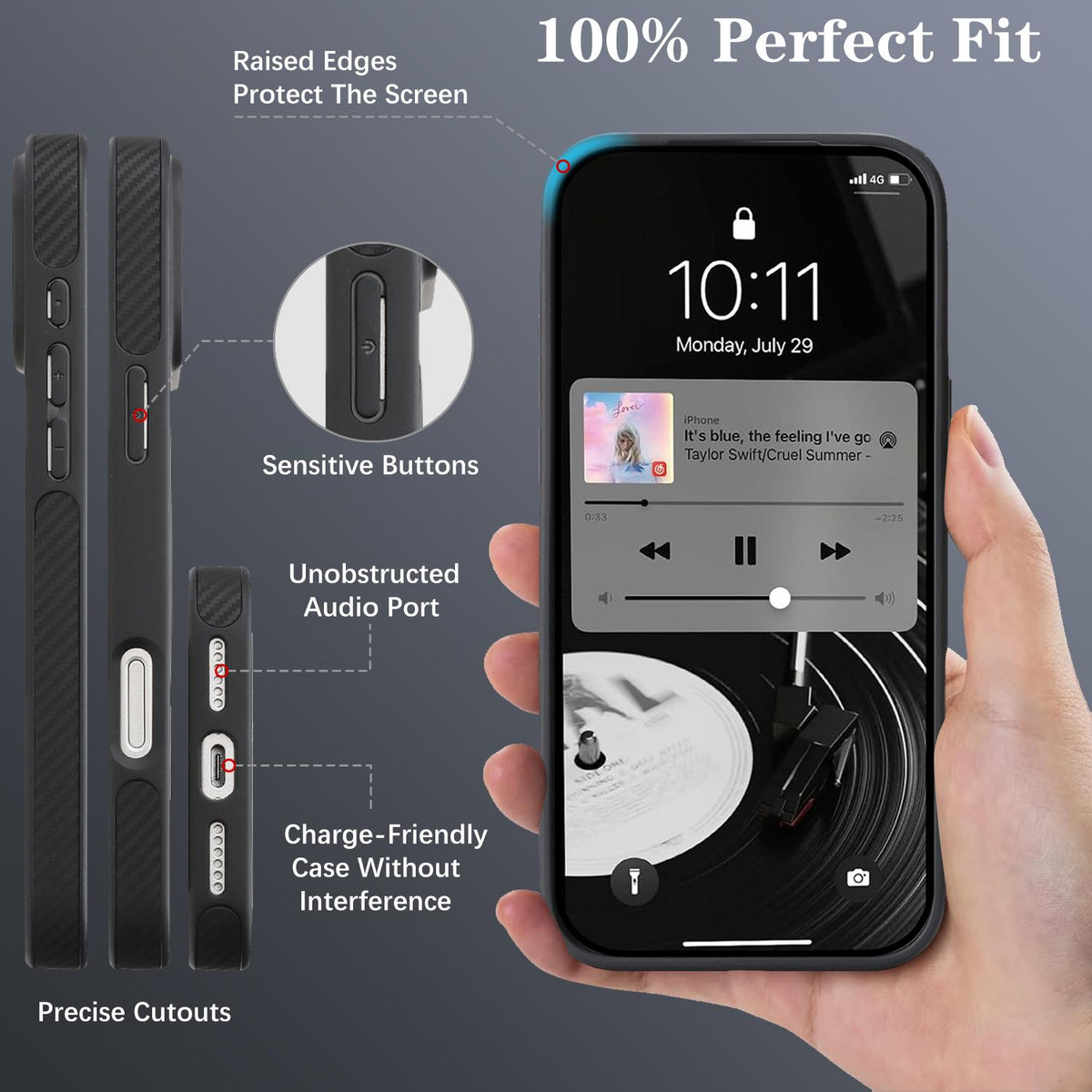 For iPhone 18 Pro Carbon Fiber MagSafe Phone Case - Black - SYA003137710A