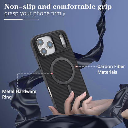 For iPhone 18 Pro Carbon Fiber MagSafe Phone Case - Black - SYA003137710A