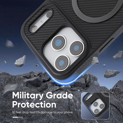 For iPhone 18 Pro Carbon Fiber MagSafe Phone Case - Black - SYA003137710A