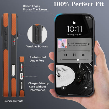 For iPhone 18 Pro Carbon Fiber MagSafe Phone Case - Brown - SYA003137710B