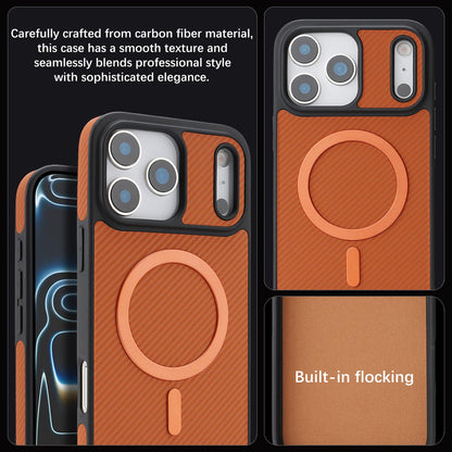 For iPhone 18 Pro Carbon Fiber MagSafe Phone Case - Brown - SYA003137710B