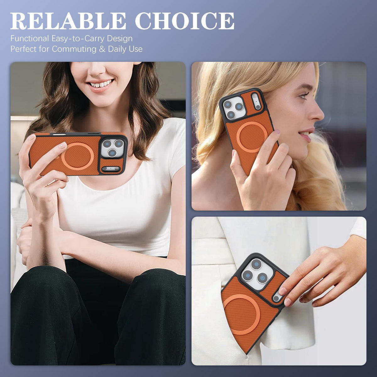 For iPhone 18 Pro Carbon Fiber MagSafe Phone Case - Brown - SYA003137710B