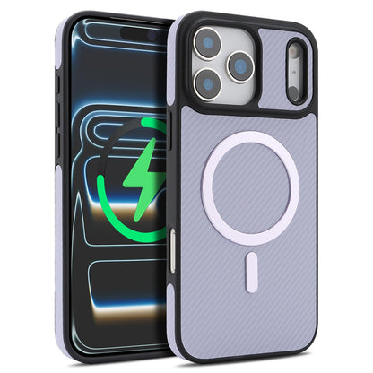 For iPhone 18 Pro Carbon Fiber MagSafe Phone Case - Purple - SYA003137710D