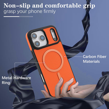For iPhone 18 Pro Carbon Fiber MagSafe Phone Case - Orange - SYA003137710E