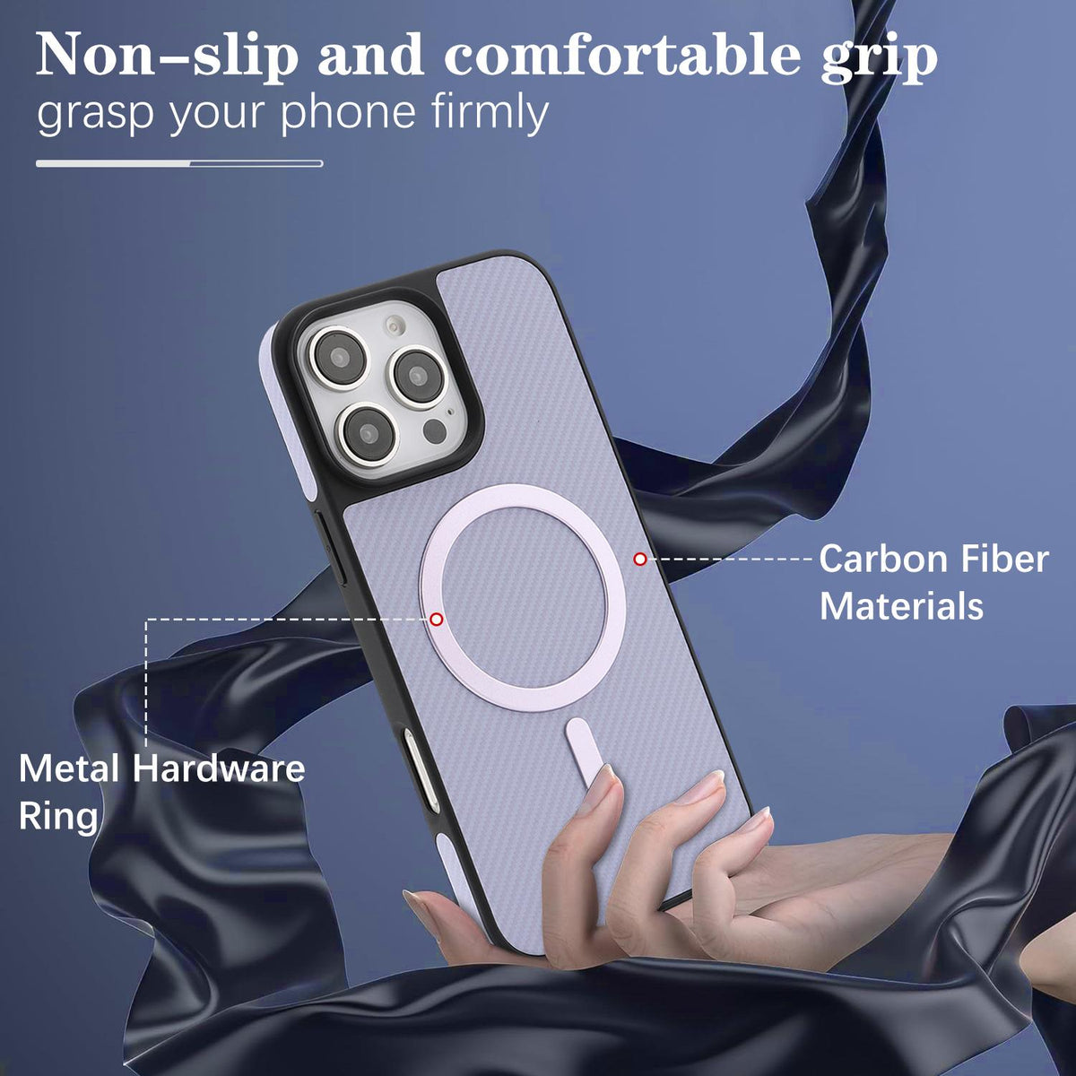 For iPhone 15 Pro Carbon Fiber MagSafe Phone Case - Purple - SYA003137712D
