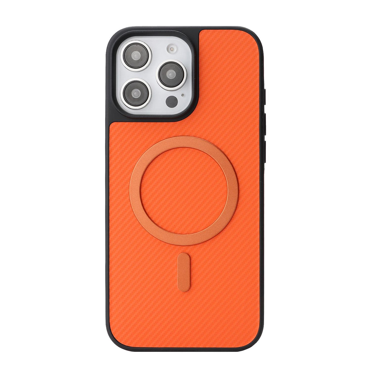 For iPhone 15 Pro Carbon Fiber MagSafe Phone Case - Orange - SYA003137712E