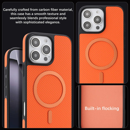 For iPhone 15 Pro Carbon Fiber MagSafe Phone Case - Orange - SYA003137712E