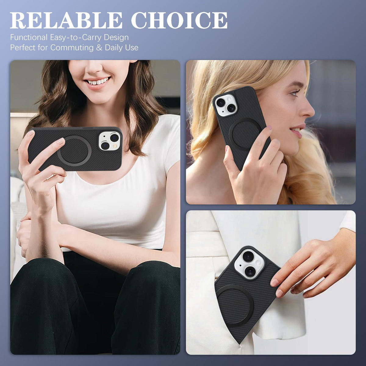 For iPhone 15 Plus Carbon Fiber MagSafe Phone Case - Black - SYA003137713A