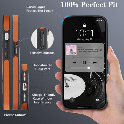For iPhone 15 Plus Carbon Fiber MagSafe Phone Case - Brown - SYA003137713B