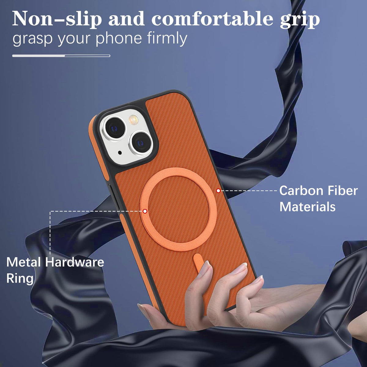 For iPhone 15 Plus Carbon Fiber MagSafe Phone Case - Brown - SYA003137713B