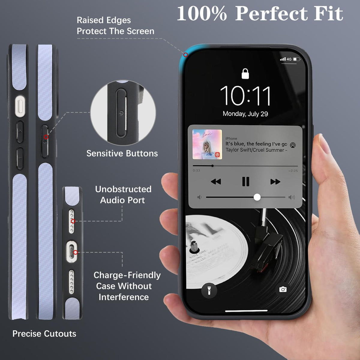 For iPhone 15 Plus Carbon Fiber MagSafe Phone Case - Purple - SYA003137713D
