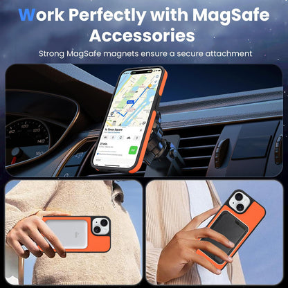 For iPhone 15 Plus Carbon Fiber MagSafe Phone Case - Orange - SYA003137713E
