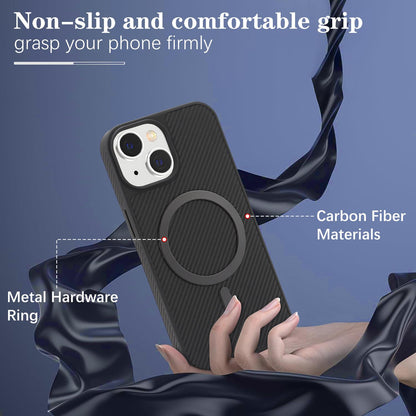 For iPhone 15 Carbon Fiber MagSafe Phone Case - Black - SYA003137714A