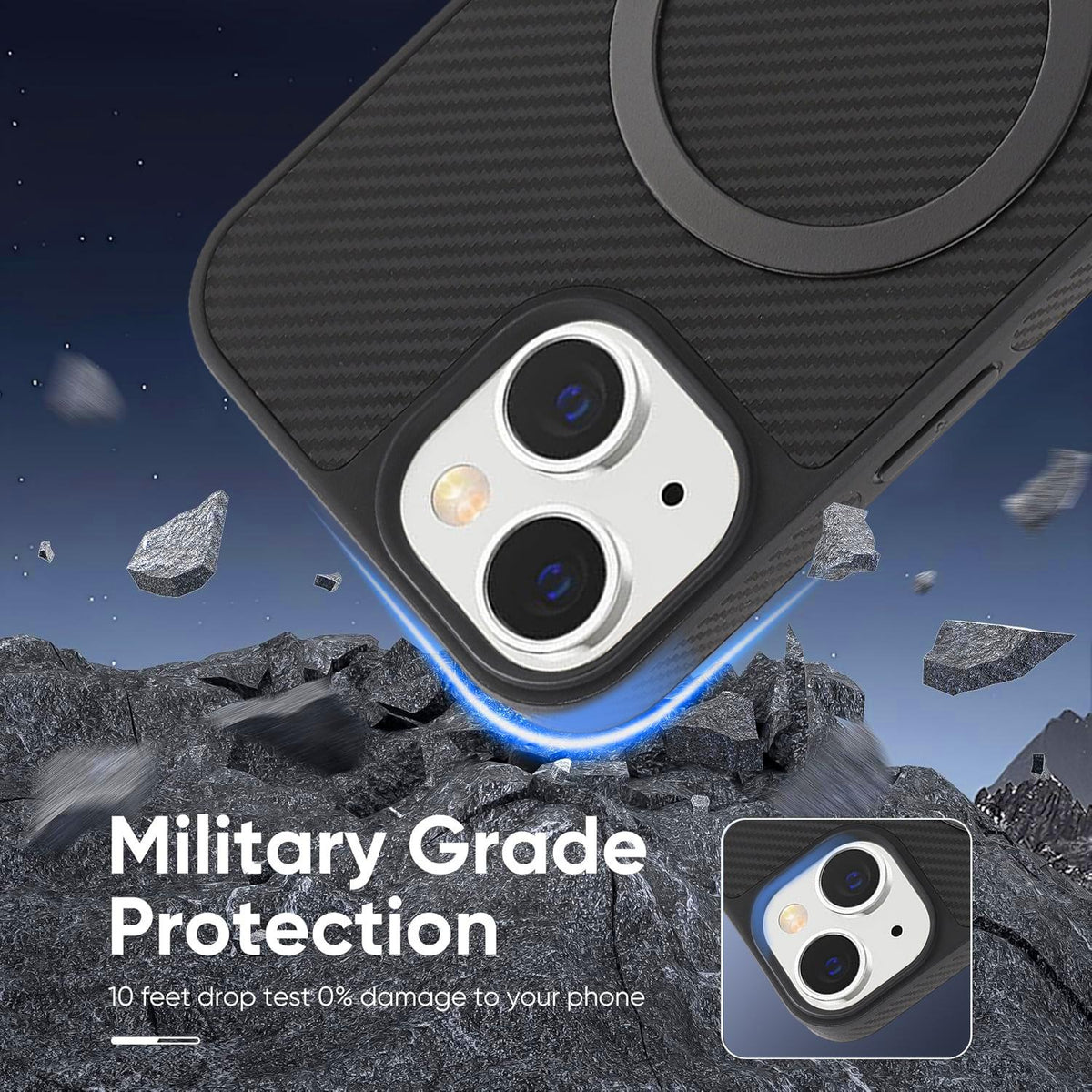 For iPhone 15 Carbon Fiber MagSafe Phone Case - Black - SYA003137714A