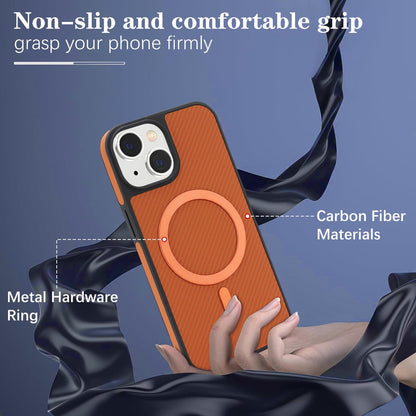 For iPhone 15 Carbon Fiber MagSafe Phone Case - Brown - SYA003137714B
