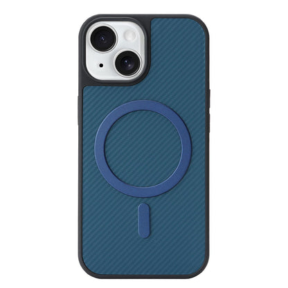 For iPhone 15 Carbon Fiber MagSafe Phone Case - Blue - SYA003137714C