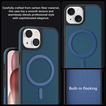 For iPhone 15 Carbon Fiber MagSafe Phone Case - Blue - SYA003137714C