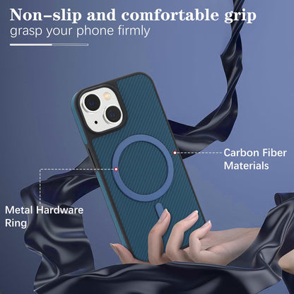 For iPhone 15 Carbon Fiber MagSafe Phone Case - Blue - SYA003137714C