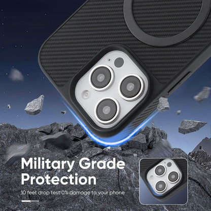 For iPhone 14 Pro Carbon Fiber MagSafe Phone Case - Black - SYA003137716A