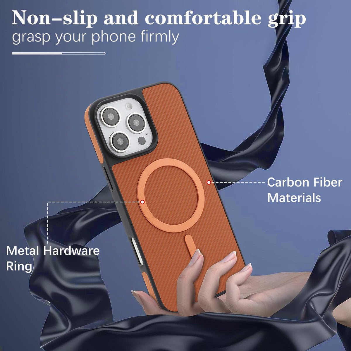 For iPhone 14 Pro Carbon Fiber MagSafe Phone Case - Brown - SYA003137716B