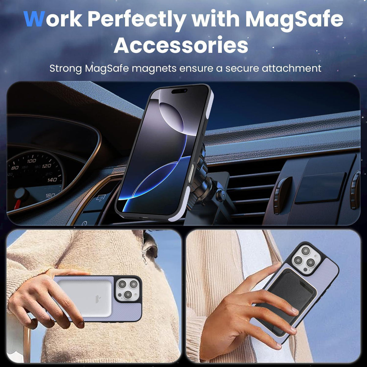 For iPhone 14 Pro Carbon Fiber MagSafe Phone Case - Purple - SYA003137716D
