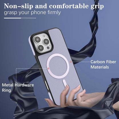 For iPhone 14 Pro Carbon Fiber MagSafe Phone Case - Purple - SYA003137716D