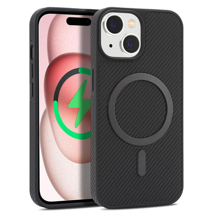 For iPhone 14 Carbon Fiber MagSafe Phone Case - Black - SYA003137718A