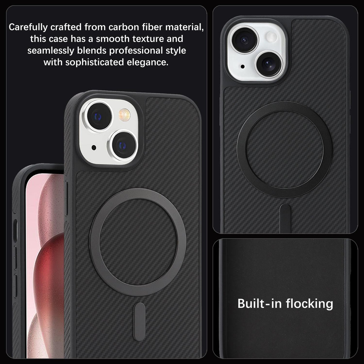 For iPhone 14 Carbon Fiber MagSafe Phone Case - Black - SYA003137718A