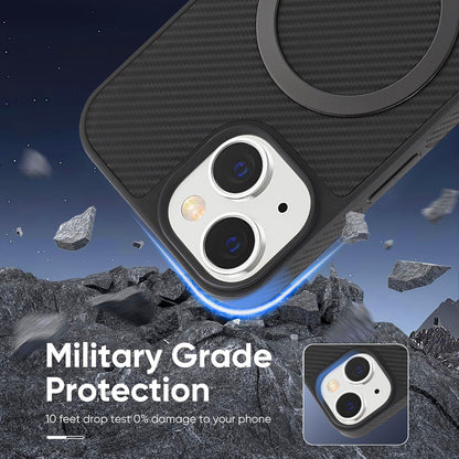 For iPhone 14 Carbon Fiber MagSafe Phone Case - Black - SYA003137718A