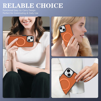 For iPhone 14 Carbon Fiber MagSafe Phone Case - Brown - SYA003137718B
